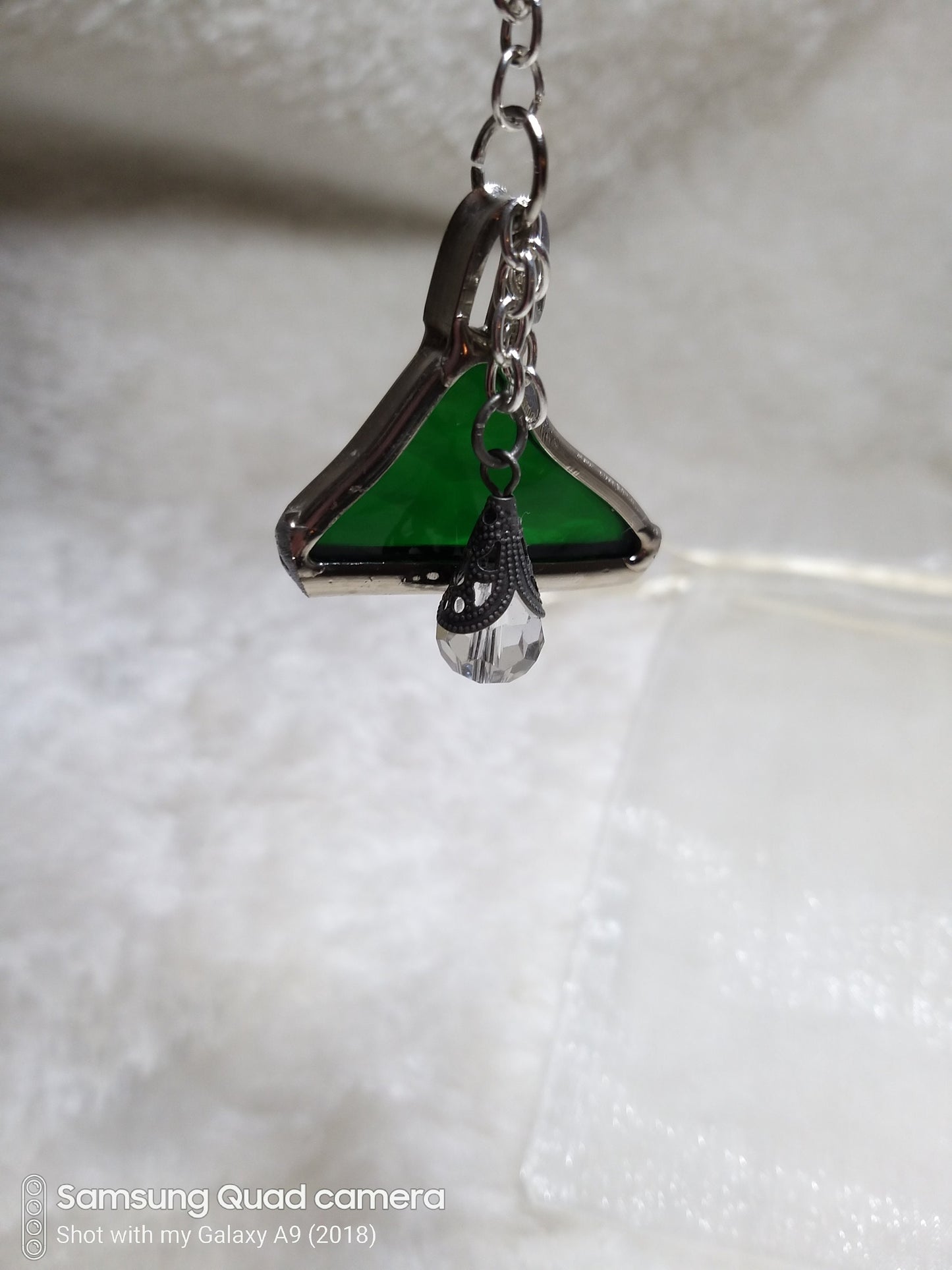 Recycled Glass - The Divine Inspiration Collection - "A Single Drop" Pendant (recycled stained glass and crystal charm)