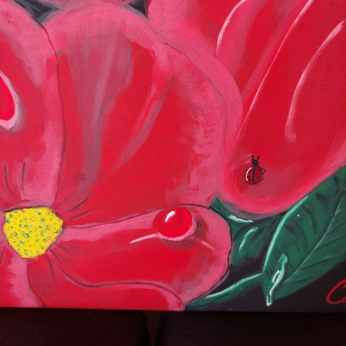 Dew Drops on Flowers Acrylic Painting|Original Acrylic Painting|Acrylic Floral Art
