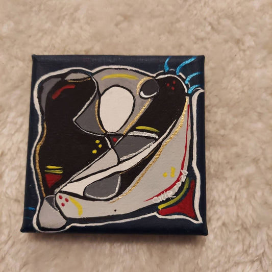 Original Abstract Mini Art "Abstract Cat" 4 x 4 inches.