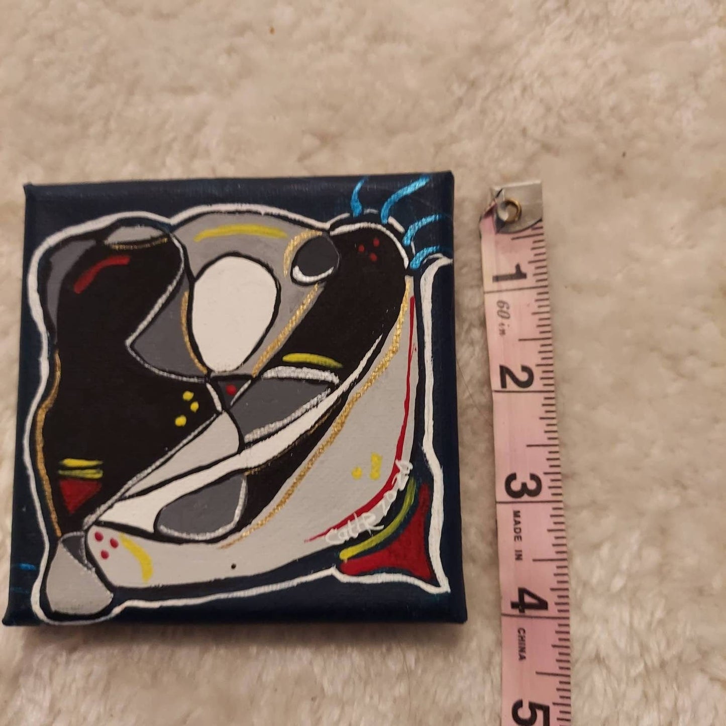 Original Abstract Mini Art "Abstract Cat" 4 x 4 inches.